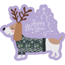 Purple Dachshund Xmas Sticker