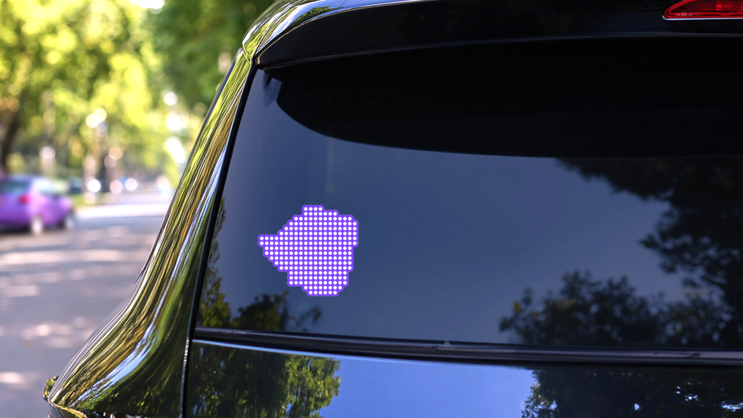 Purple Dotted Map Of Zimbabwe Sticker on a Rear Car Window (New) example