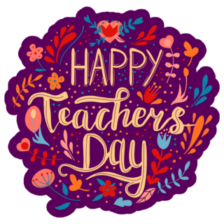 Purple Floral Happy Teachers Day Sticker