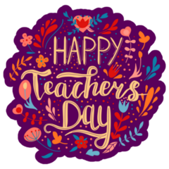 Purple Floral Happy Teachers Day Sticker