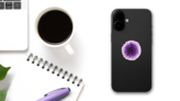 Purple Gerbera Daisy Sticker on a Phone (New) example