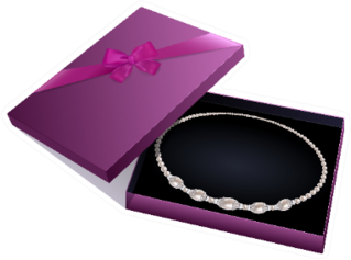 Purple Gift Box With A Pearl Necklace Isolated On White Sticker