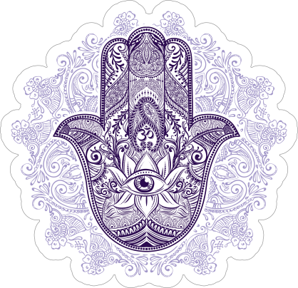 Purple Hamsa and Mandala Boho Sticker