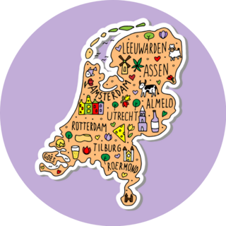 Purple Hand Drawn Doodle Netherlands Sticker