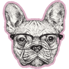 Purple Hipster French Bulldog Sticker