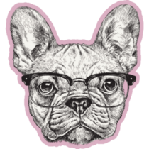 Purple Hipster French Bulldog Sticker