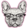 Purple Hipster French Bulldog Sticker