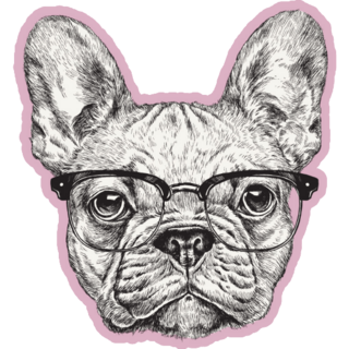 Purple Hipster French Bulldog Sticker