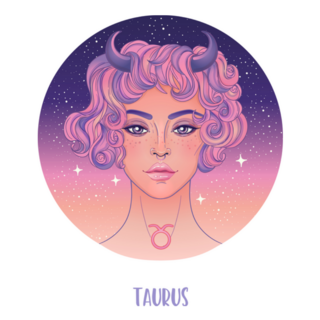 Purple Illustration Of Taurus Astrological Sticker