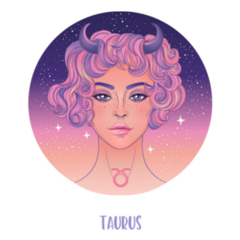 Purple Illustration Of Taurus Astrological Sticker