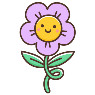 Purple Kawaii Flower Sticker