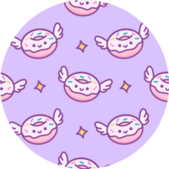 Purple Kawaii Pattern Donut Sticker