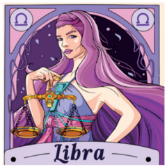 Purple Libra Art Illustration Zodiac Sticker