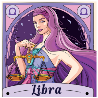 Purple Libra Art Illustration Zodiac Sticker