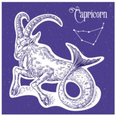 Purple Linear Illustration Of Zodiac Sign Capricorn Sticker