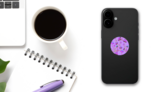 Purple Mushrooms Pattern Hand-drawn Illustration Sticker on a Phone (New) example