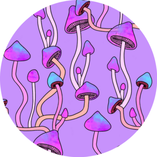 Purple Mushrooms Pattern Hand-drawn Illustration Sticker