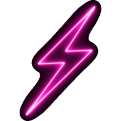 Purple Neon Bolt Sign Sticker