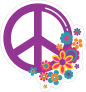 Purple Peace Sign and Flowers Hippie Sticker