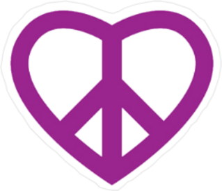 Purple Peace Sign Heart Sticker