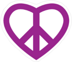 Purple Peace Sign Heart Sticker