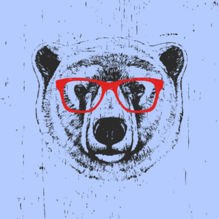 Purple Polar Bear With Glasses Sticker