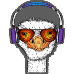 Purple Portrait Of An Ostrich Sticker