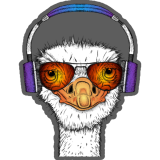 Purple Portrait Of An Ostrich Sticker