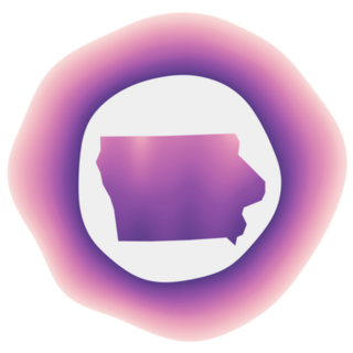 Purple Red Iowa Rounded Sign With Map Sticker