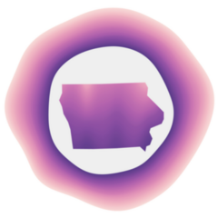 Purple Red Iowa Rounded Sign With Map Sticker