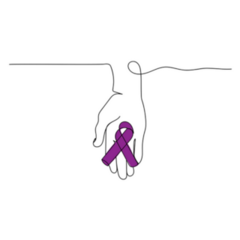 Purple Ribbon In Hand For Alzheimers Sticker