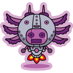 Purple Robot Axolotl Sticker