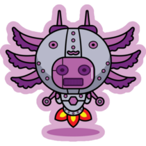 Purple Robot Axolotl Sticker