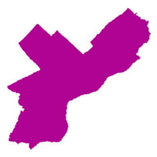 Purple Silhouette City Map Of Philadelphia, Pennsylvania Sticker