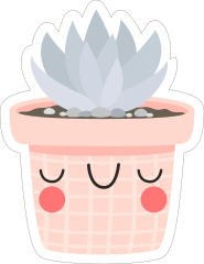Purple Succulent in Pink Pot Sticker