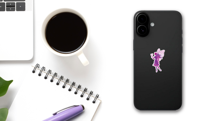 Purple Watercolor Fairy Sticker on a Phone (New) example