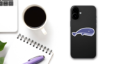 Purple Whale Cartoon Sticker on a Phone (New) example
