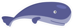 Purple Whale Cartoon Sticker