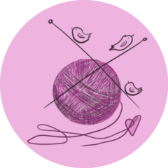 Purple Yarn For Knitting With Knitting Needles And Birds Sticker