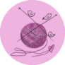 Purple Yarn For Knitting With Knitting Needles And Birds Sticker