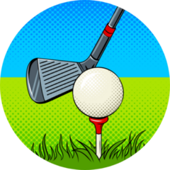 Putter And Golf Ball Pop Art Sticker