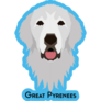 Pyrenees Face On Blue Sticker