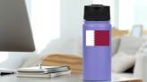 Qatar Country Flag Sticker on a Water Bottle (New) example