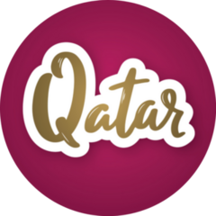 Qatar Handwritten County Name Circle Sticker