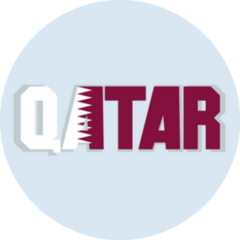 Qatar- Inscription With A Flag On Blue Sticker