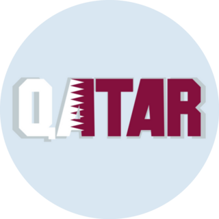Qatar- Inscription With A Flag On Blue Sticker