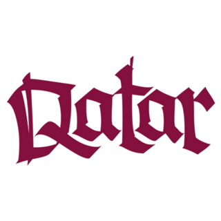 Qatar Lettering In Red Sticker