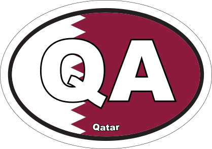 Qatar Qa Flag Oval Sticker