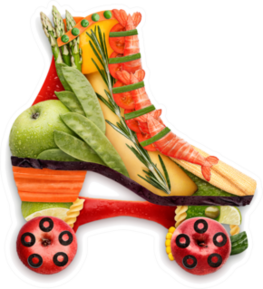 Quad Roller Skates Made Of Fresh Vegetables Sticker