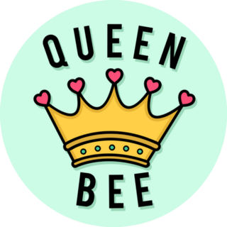 Queen Bee Illustration Of A Crown With Hearts Sticker